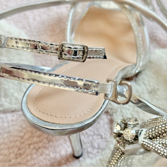 🪩 BRAND NEW VIRAL DIAMOND RHINESTONE GLAM BOW ANKLE WRAP WEDDING BRIDE HEEL - Picture 8 of 8